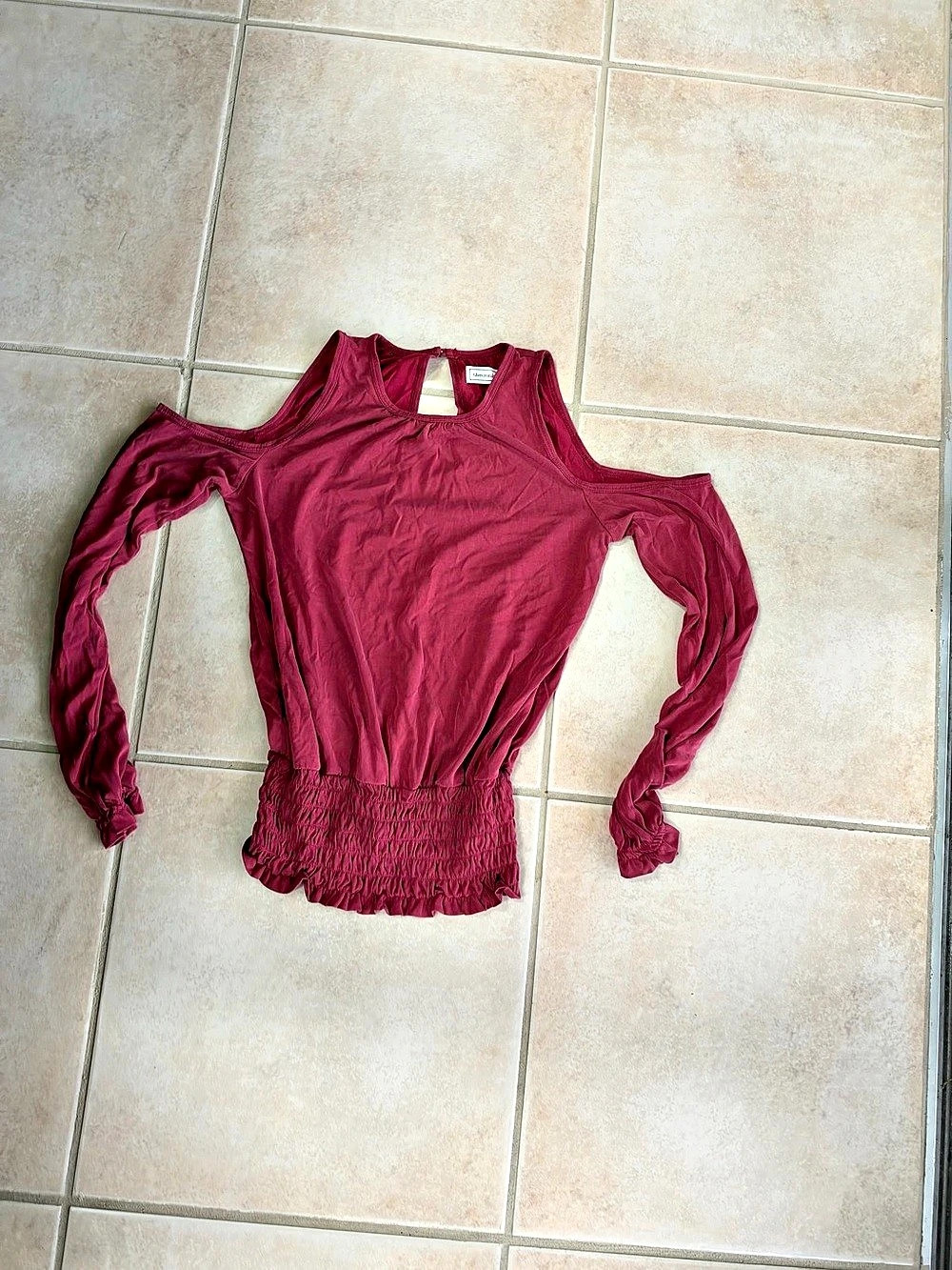 Abercrombie & Fitch Long Sleeve Smocked Top